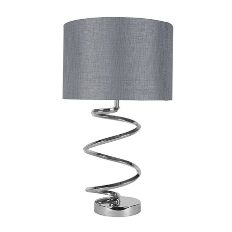Pagazzi Kasi Polished Chrome Table Lamp with Silver Grey Shade - 54cm