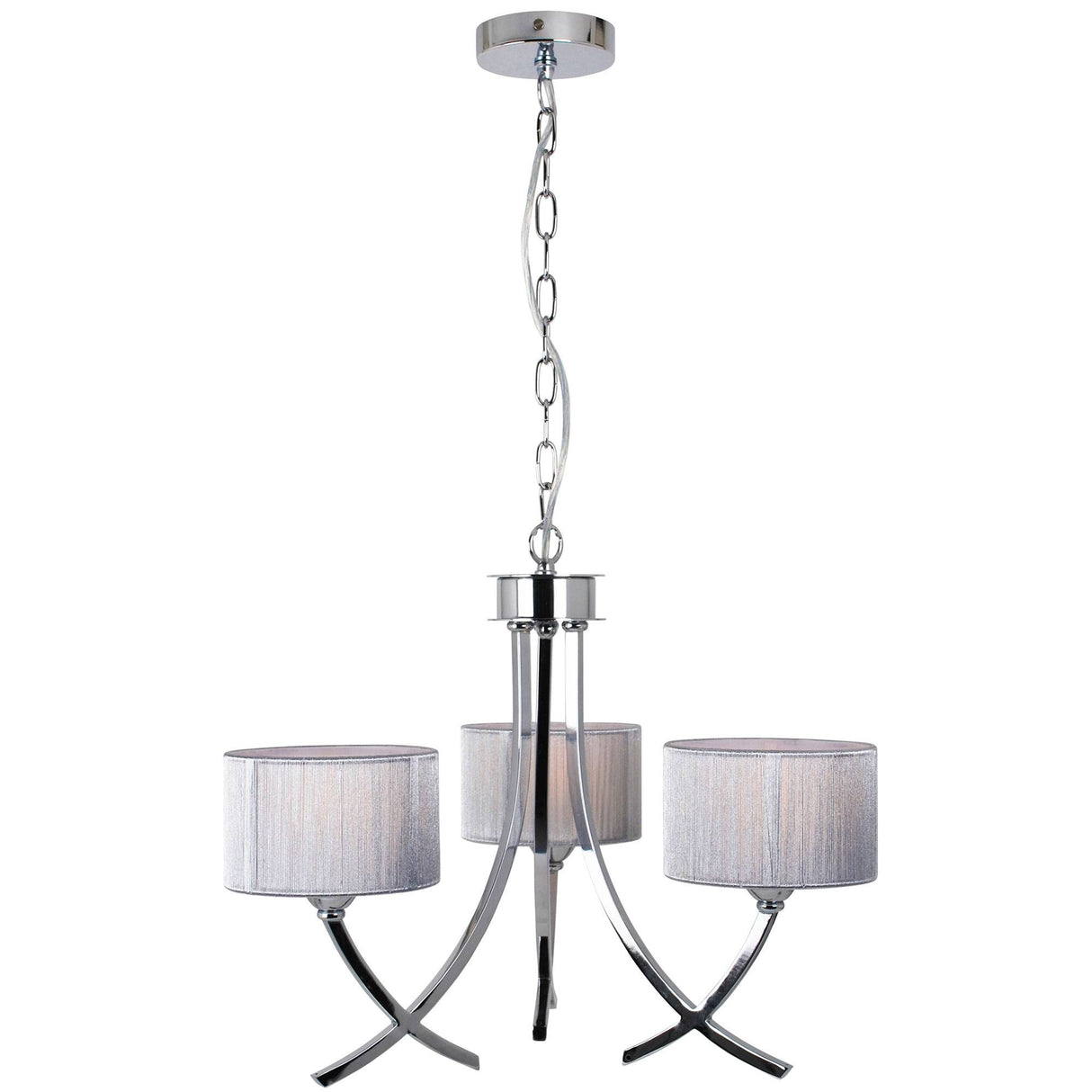 Pagazzi Justina 3 Light Polished Chrome Chandelier with Silver Shade
