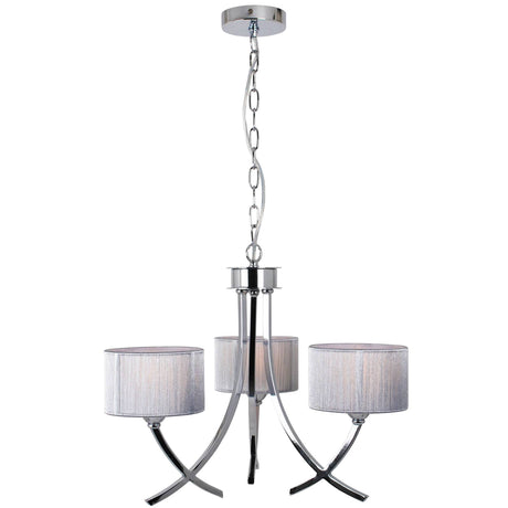 Pagazzi Justina 3 Light Polished Chrome Chandelier with Silver Shade