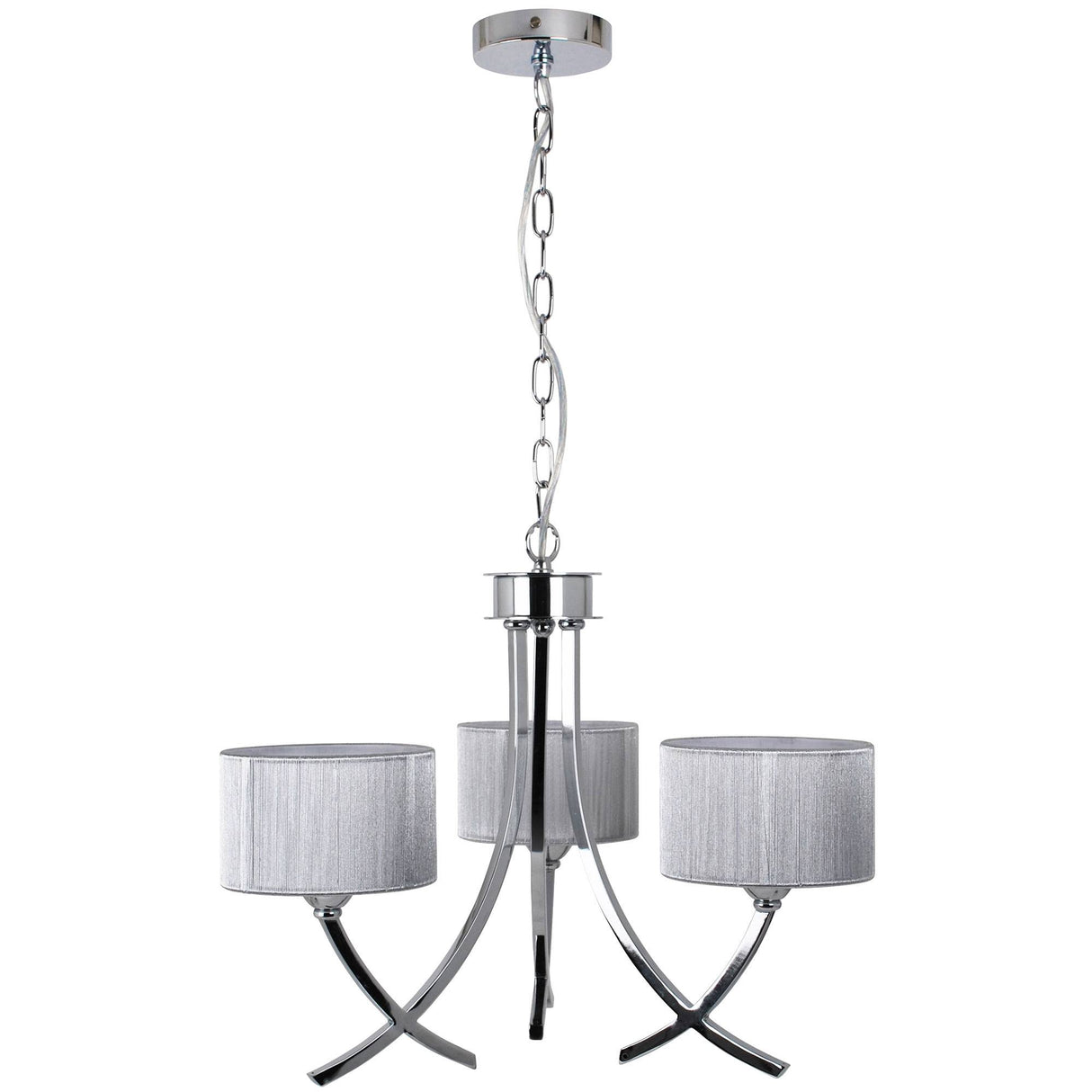 Pagazzi Justina 3 Light Polished Chrome Chandelier with Silver Shade