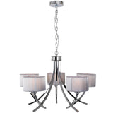 Pagazzi Justina 5 Light Chrome Chandelier with Silver String Shades