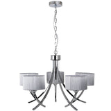 Pagazzi Justina 5 Light Chrome Chandelier with Silver String Shades