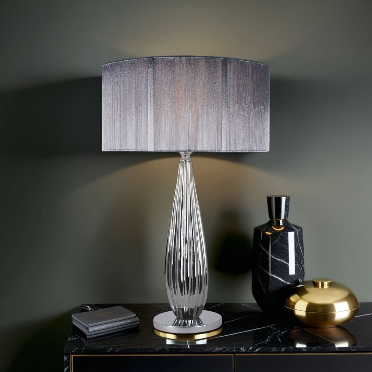 Pagazzi Slinky Silver Glass Table Lamp - 55cm