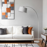 Pagazzi Jive Satin Chrome Arc Floor Lamp with Grey Shade