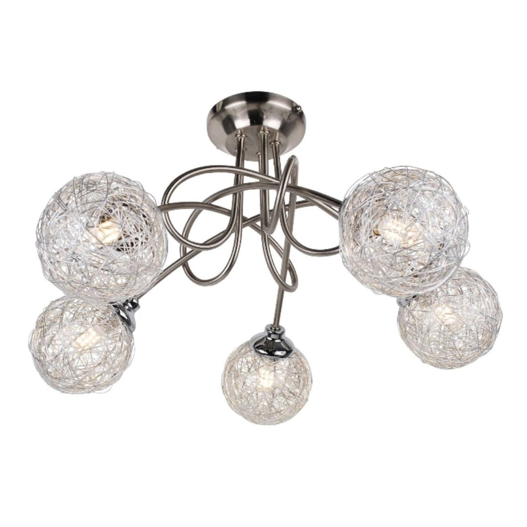 Pagazzi Orinoco 5 Light Chrome Semi Flush Ceiling Light
