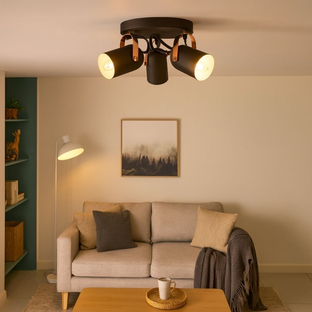 Pagazzi Letto Black & Copper 3 Light Ceiling Spotlight Plate