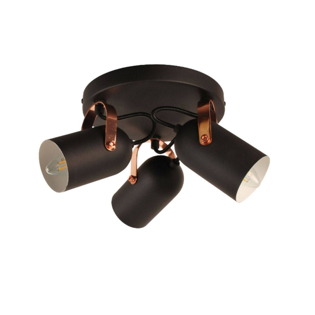 Pagazzi Letto Black & Copper 3 Light Ceiling Spotlight Plate