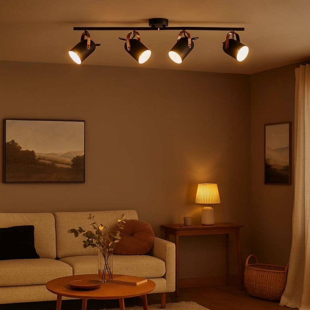 Pagazzi Letto Black and Copper 4 Light Ceiling Spotlight Bar