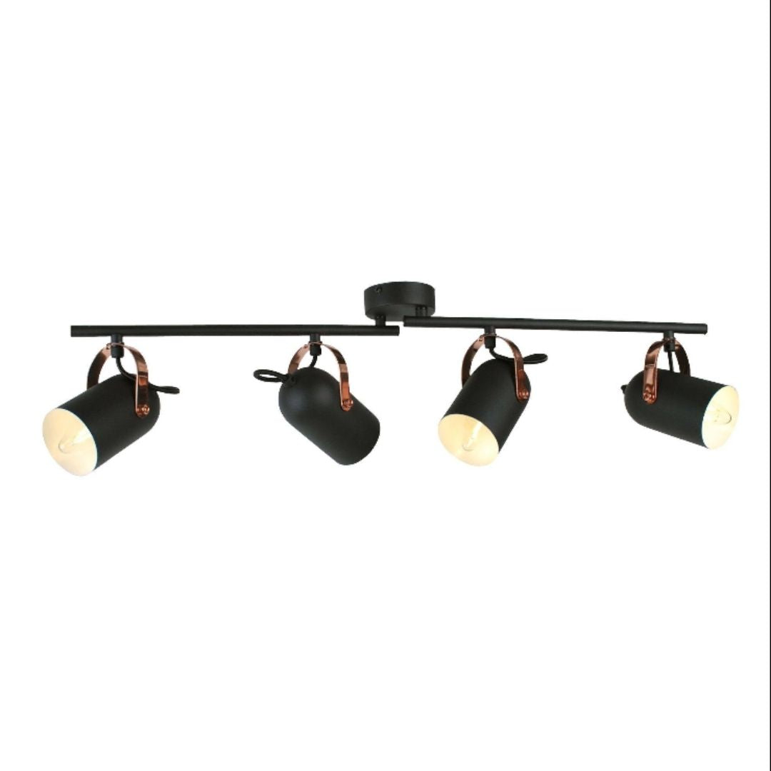 Pagazzi Letto Black and Copper 4 Light Ceiling Spotlight Bar