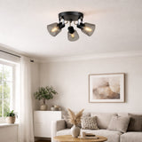 Pagazzi Zach 3 Light Black Ceiling Spotlight Plate Glass Shades
