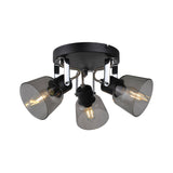 Pagazzi Zach 3 Light Black Ceiling Spotlight Plate Glass Shades