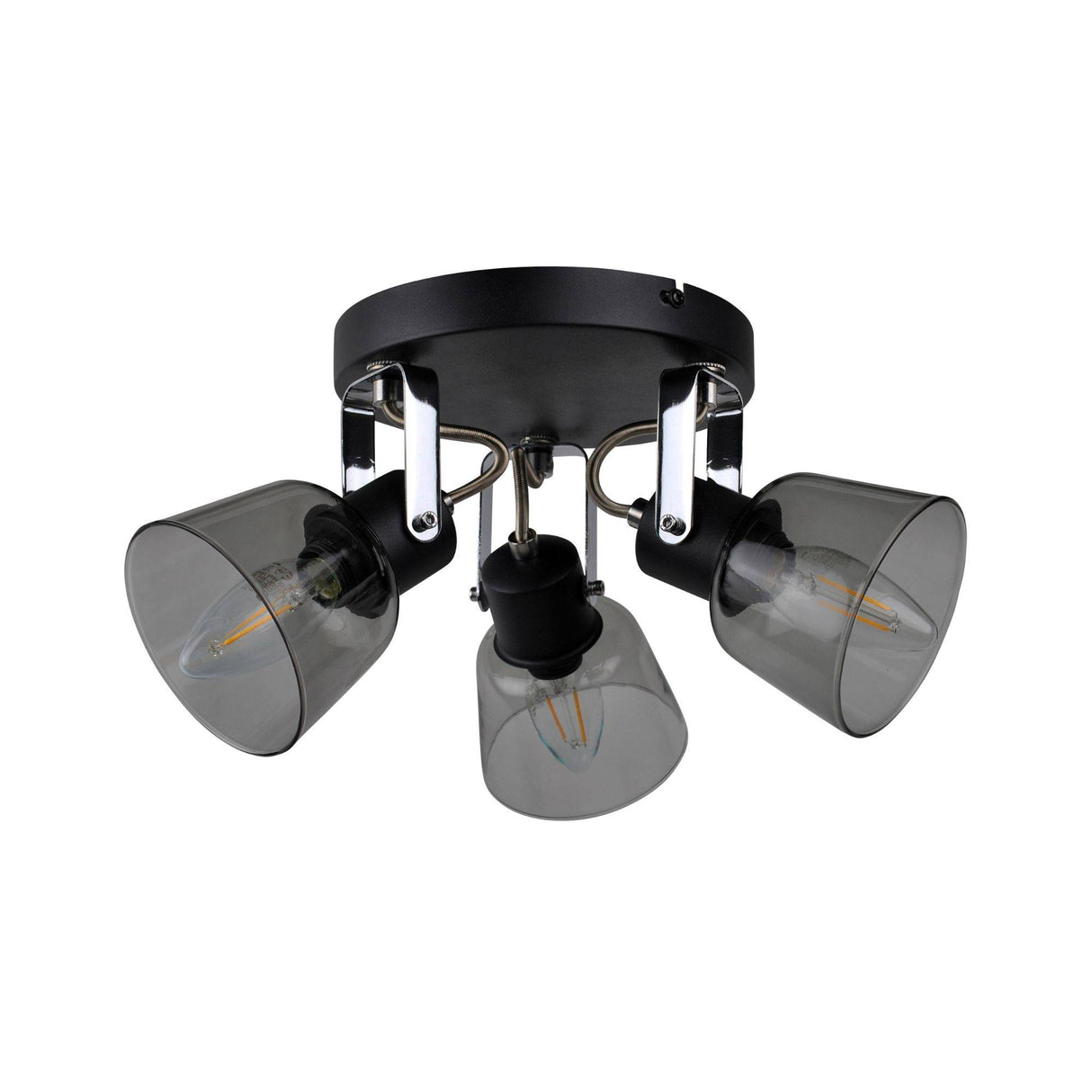 Pagazzi Zach 3 Light Black Ceiling Spotlight Plate Glass Shades