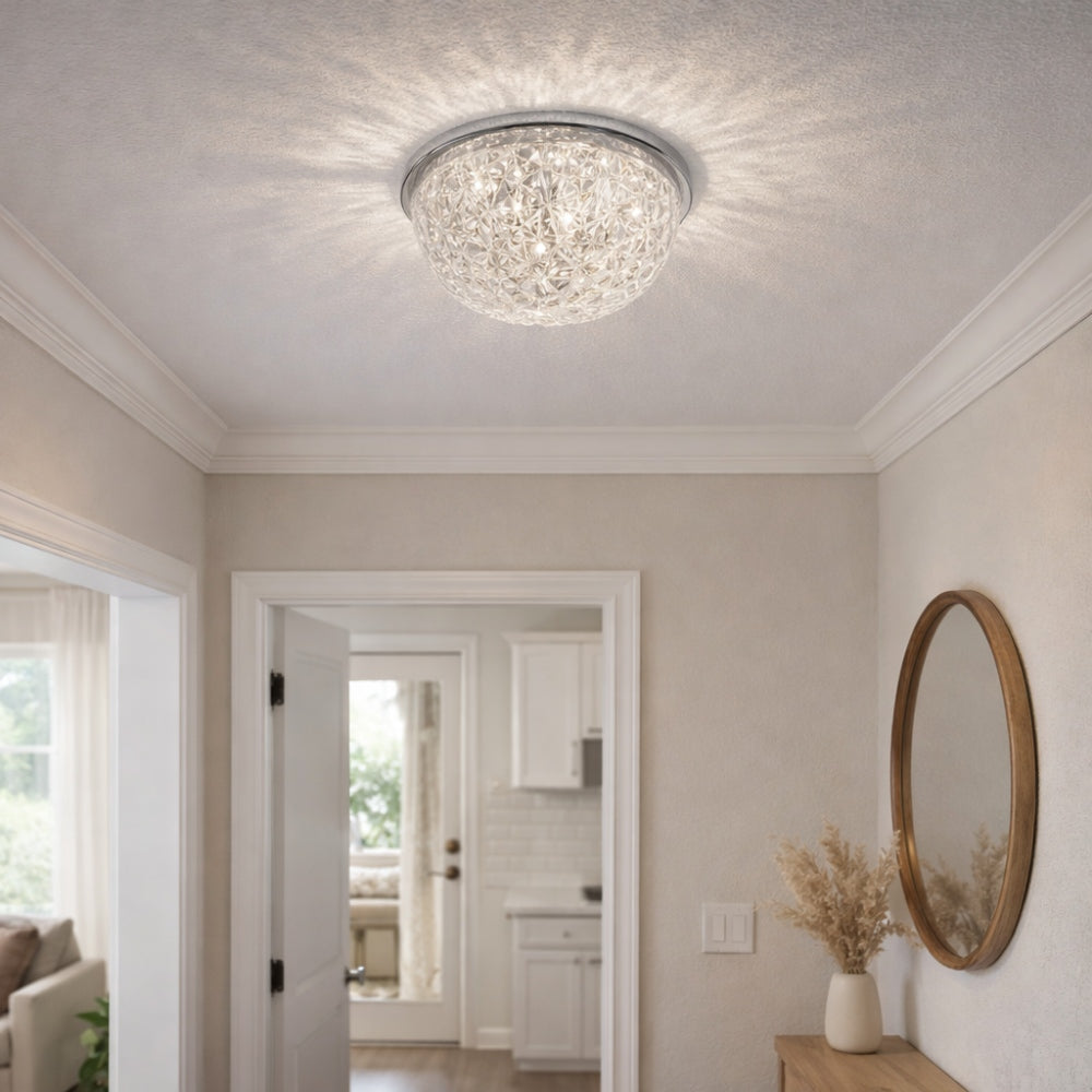 Pagazzi Donte Chrome Acrylic LED Small Flush Ceiling Light
