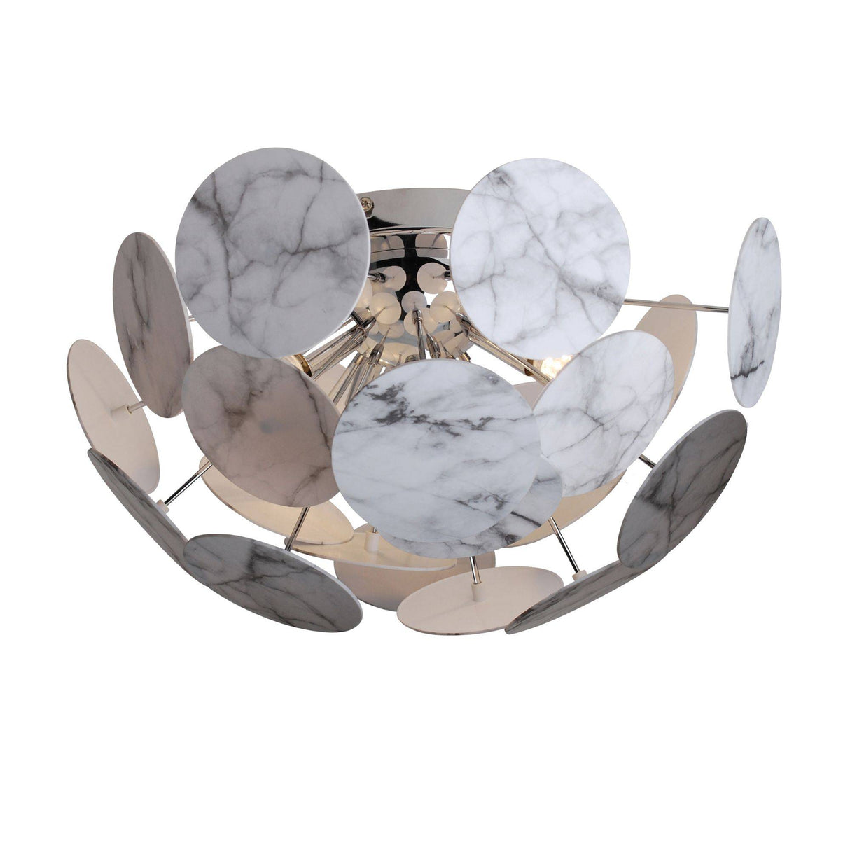 Pagazzi Keegan White Marble Semi Flush Ceiling Light