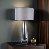 Pagazzi Tulisa Tall Smoked Glass Table Lamp with Silver Shade