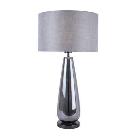 Pagazzi Tulisa Tall Smoked Glass Table Lamp with Silver Shade