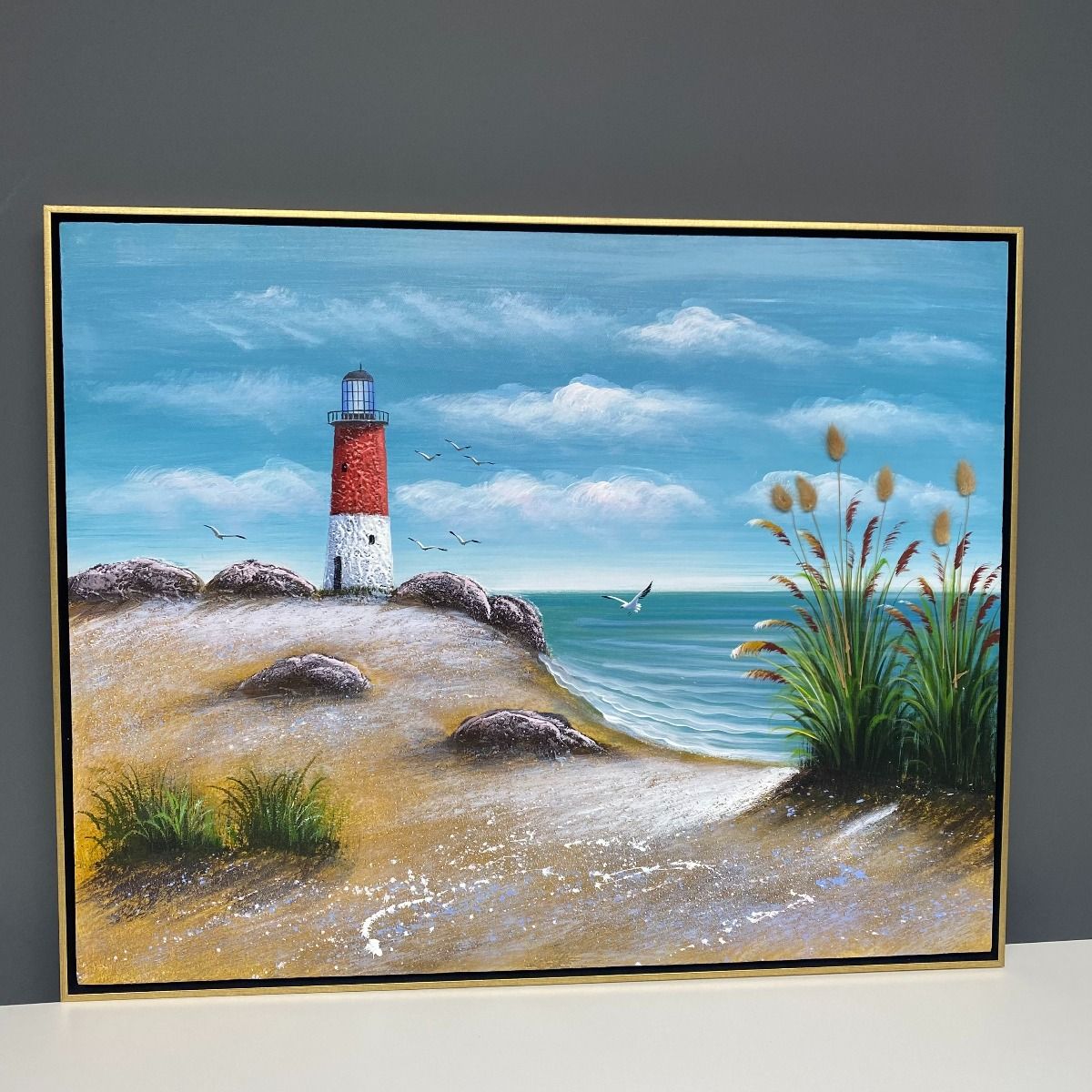 Pagazzi Seaside Summer Painted Canvas with Gold Frame - 100x80