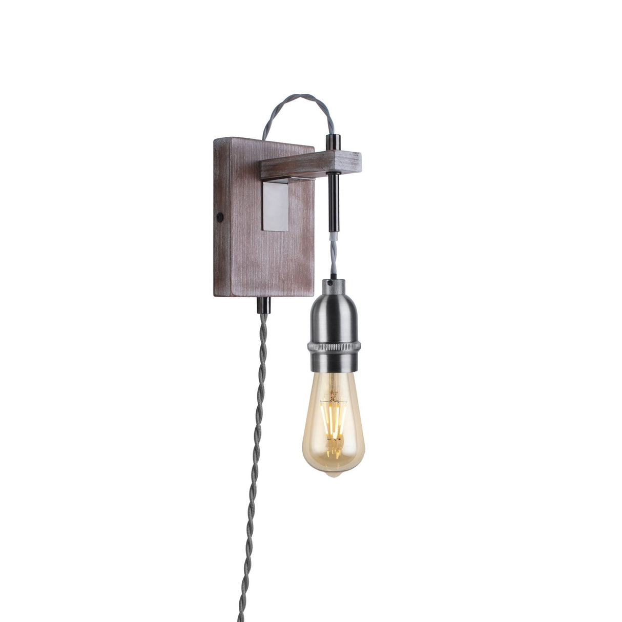 Pagazzi Kai Light Rustic Grey Plug-In Wall Light with Switch