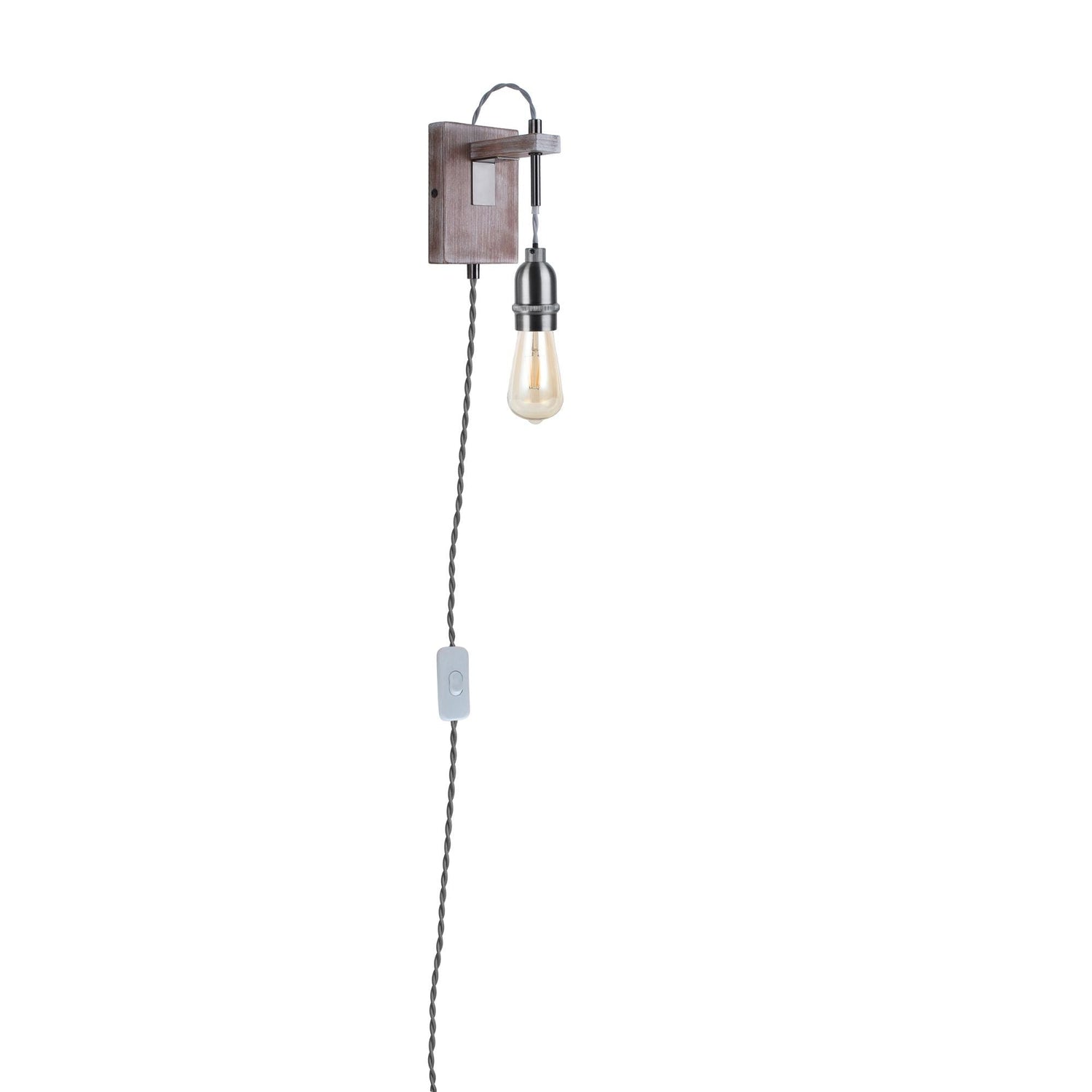 Pagazzi Kai Light Rustic Grey Plug-In Wall Light with Switch