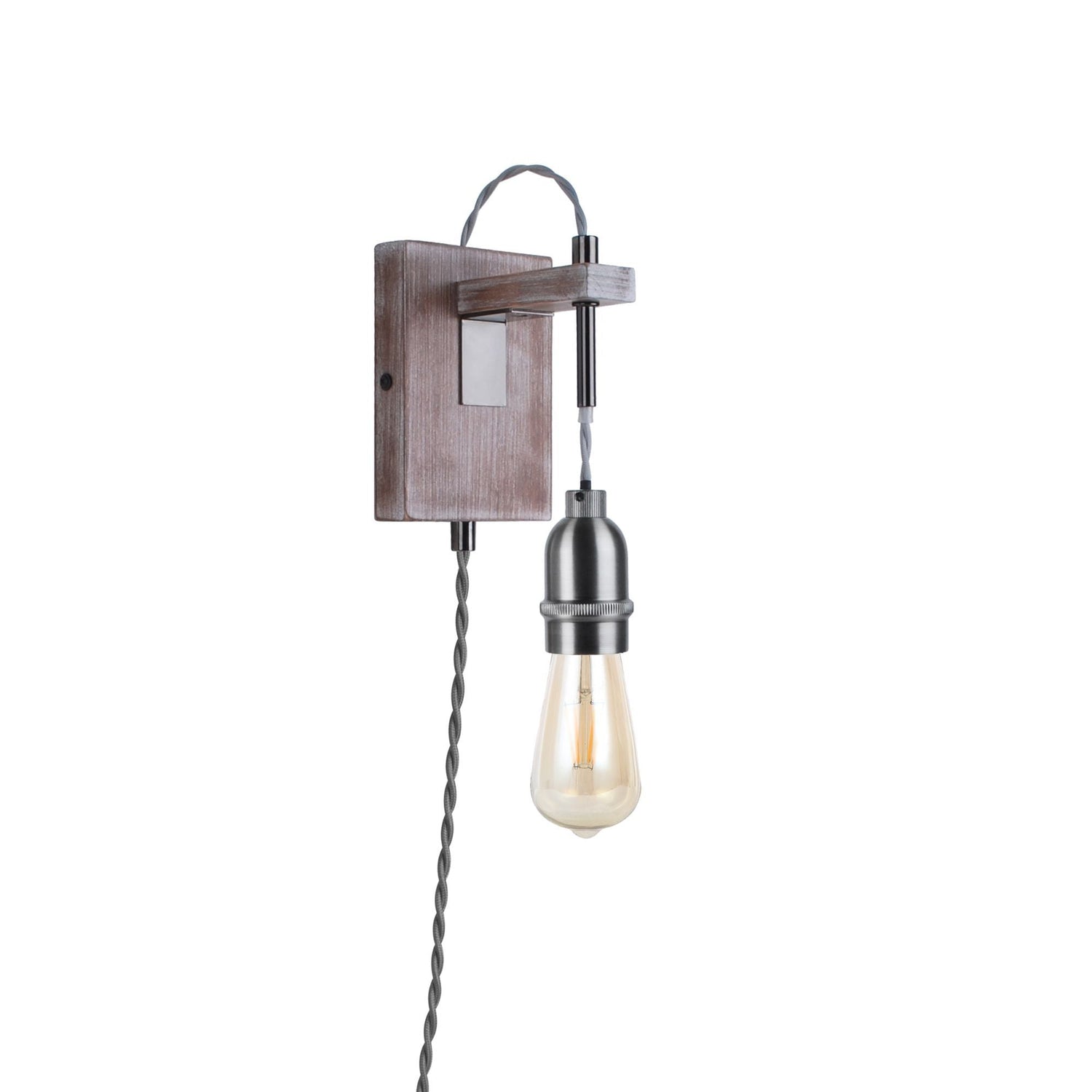 Pagazzi Kai Light Rustic Grey Plug-In Wall Light with Switch