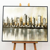 Pagazzi Cityscape Natural Canvas with Black Frame - 100x80cm