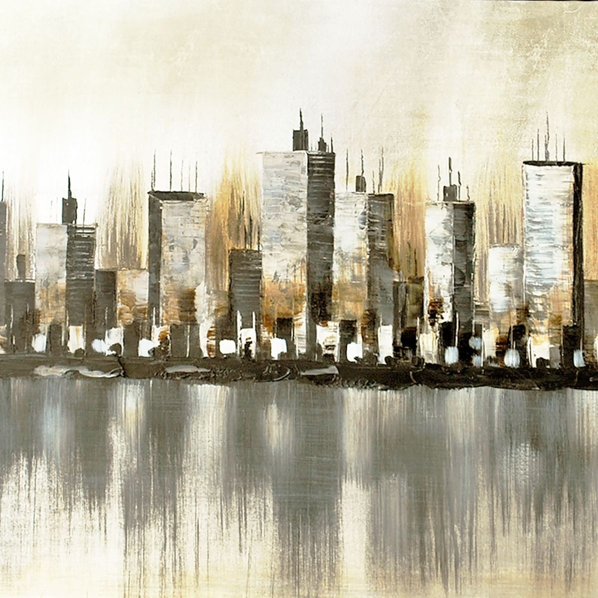Pagazzi Cityscape Natural Canvas with Black Frame - 100x80cm