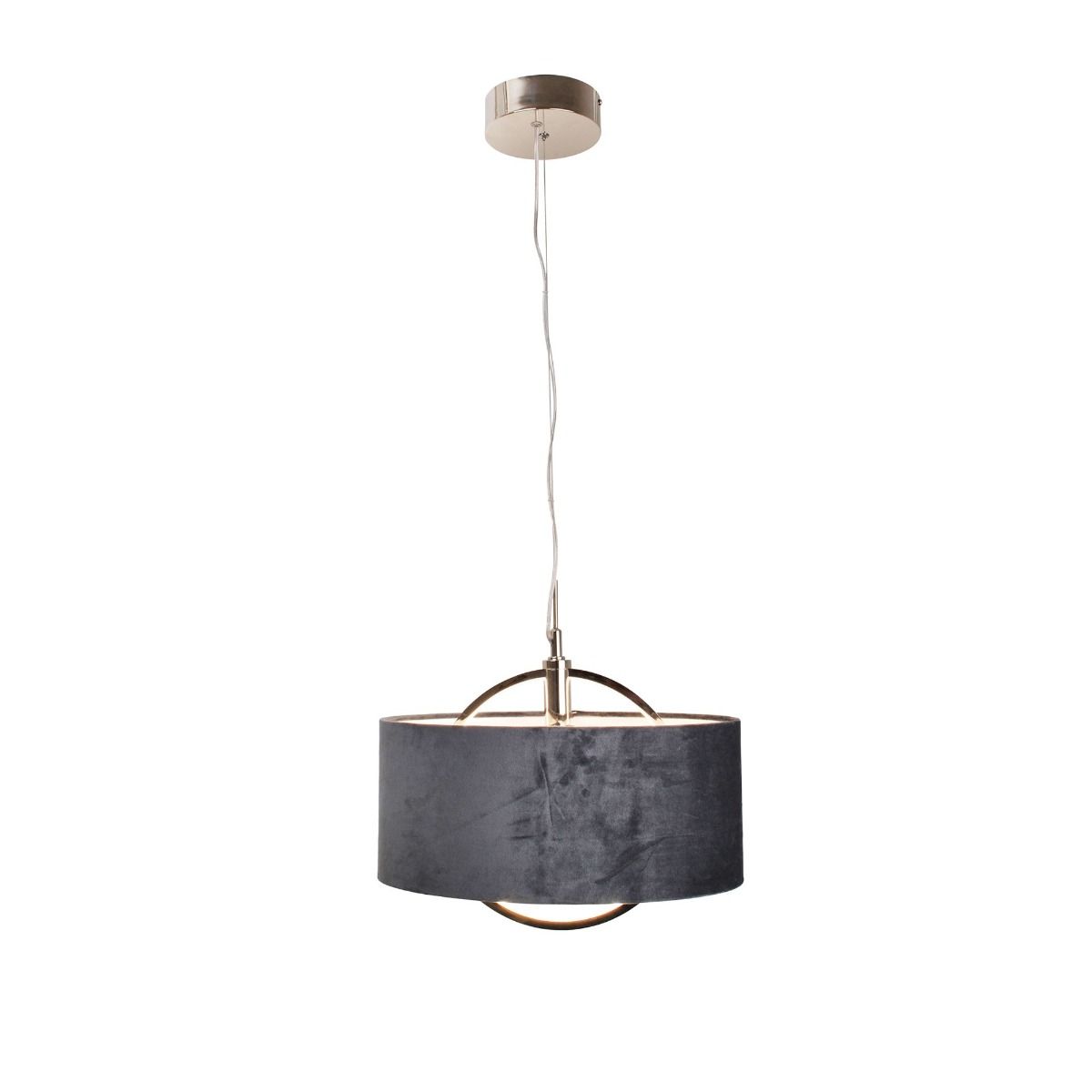Pagazzi Lodato LED Polished Nickel Pendant with Grey Velour Shade