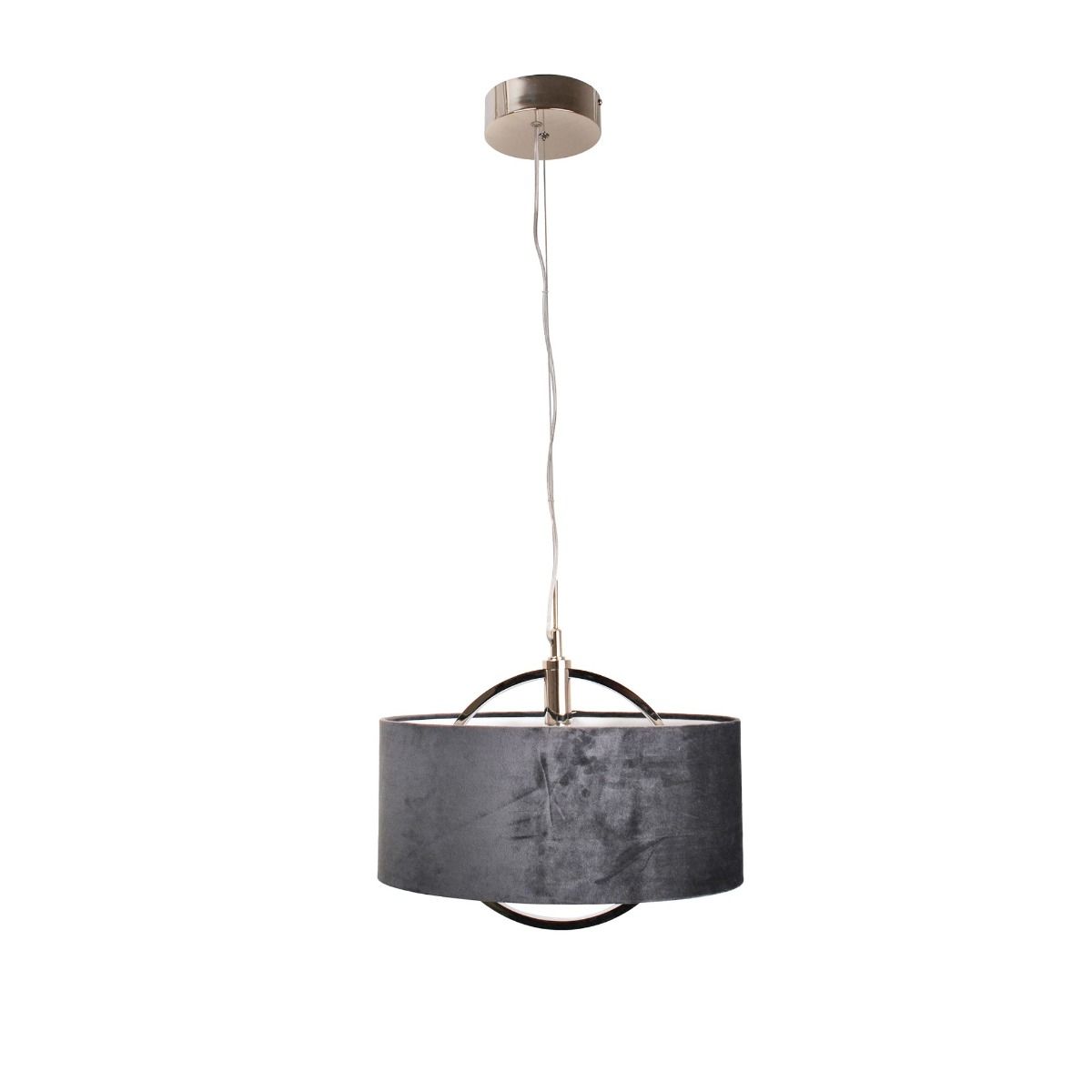 Pagazzi Lodato LED Polished Nickel Pendant with Grey Velour Shade