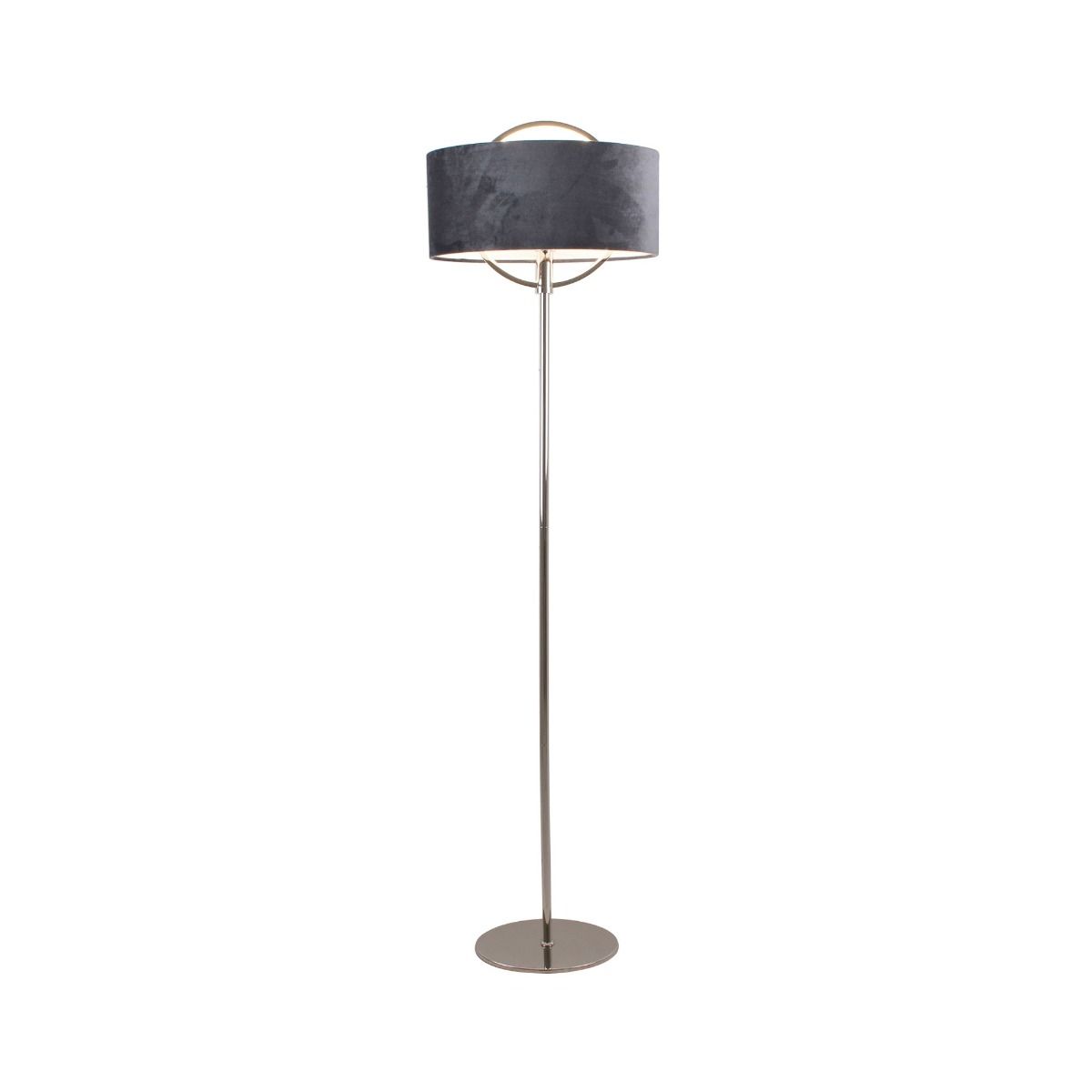 Pagazzi Lodato Polished Nickel LED Floor Lamp with Grey Shade