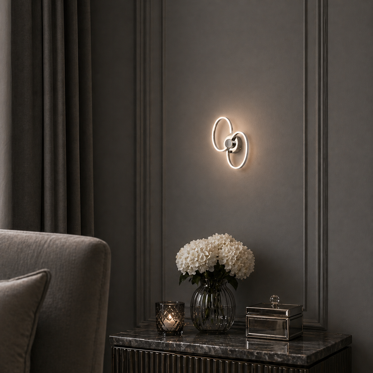 Pagazzi Simona 2 Light Polished Chrome LED Wall Light