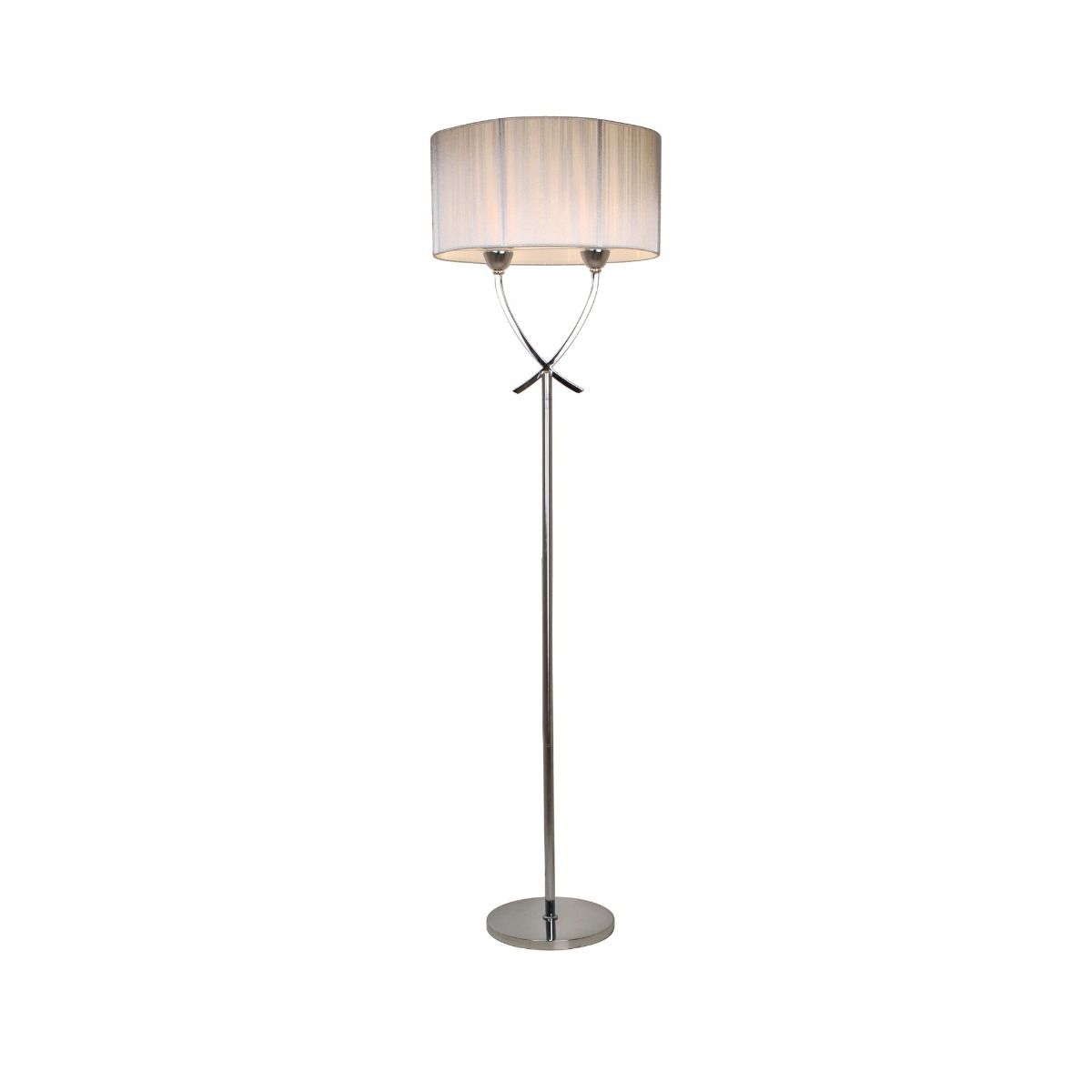 Pagazzi Justina 2 Light Polished Chrome Floor Lamp with Silver Thread Shade