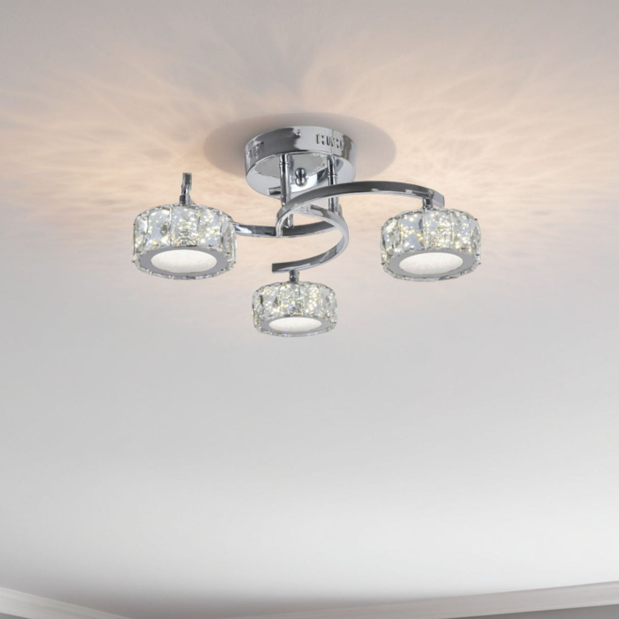 Pagazzi Dilan 3 Light Polished Chrome LED Semi-Flush Ceiling Light