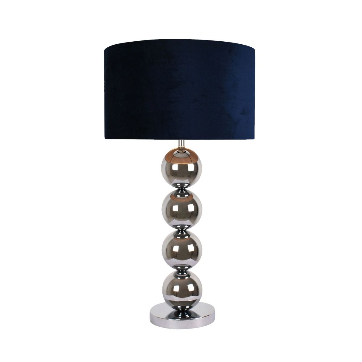 Pagazzi Aila Chrome Metal Sphere Table Lamp with Navy Shade