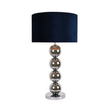Pagazzi Aila Chrome Metal Sphere Table Lamp with Navy Shade