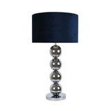 Pagazzi Aila Chrome Metal Sphere Table Lamp with Navy Shade