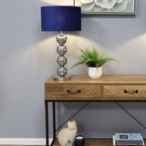 Pagazzi Aila Chrome Metal Sphere Table Lamp with Navy Shade