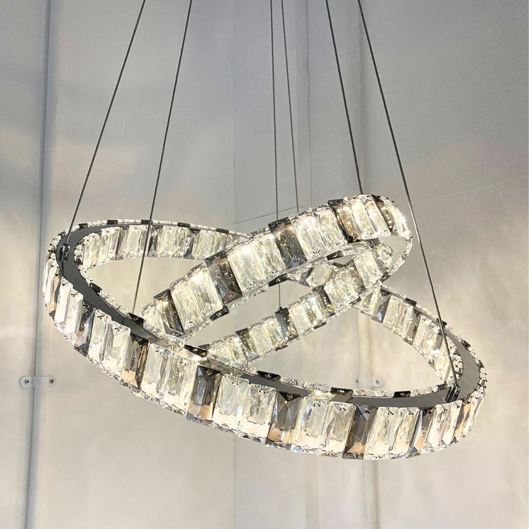 Pagazzi Ausilia 2 Ring Smoked Glass Pendant Ceiling Light