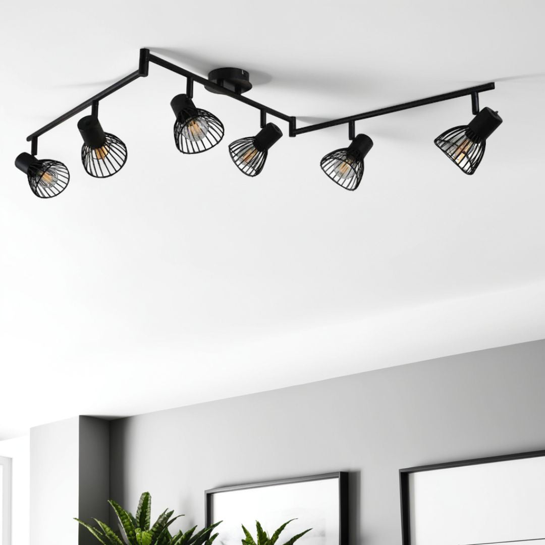 Pagazzi Narciso 6 Light Split Bar Black Ceiling Light