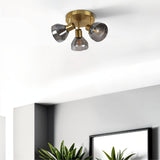 Pagazzi Fosco 3 Light Round Plate Spot Brushed Brass Ceiling Light