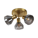 Pagazzi Fosco 3 Light Round Plate Spot Brushed Brass Ceiling Light