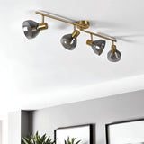 Pagazzi Fosco 4 Light Brass Spot Ceiling Light with Smoked Glass