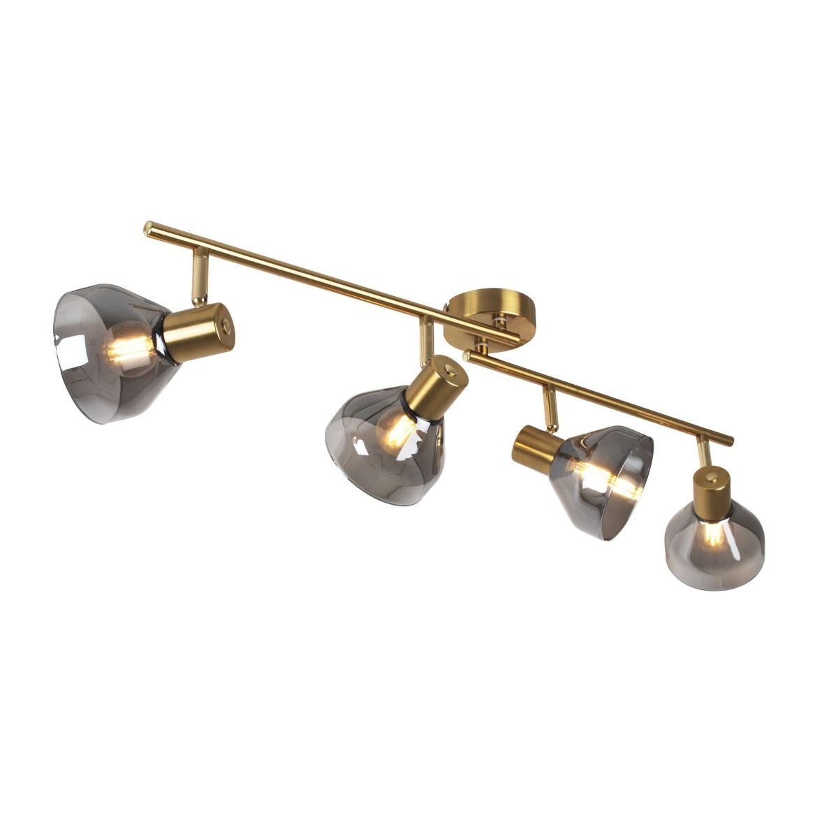 Pagazzi Fosco 4 Light Brass Spot Ceiling Light with Smoked Glass