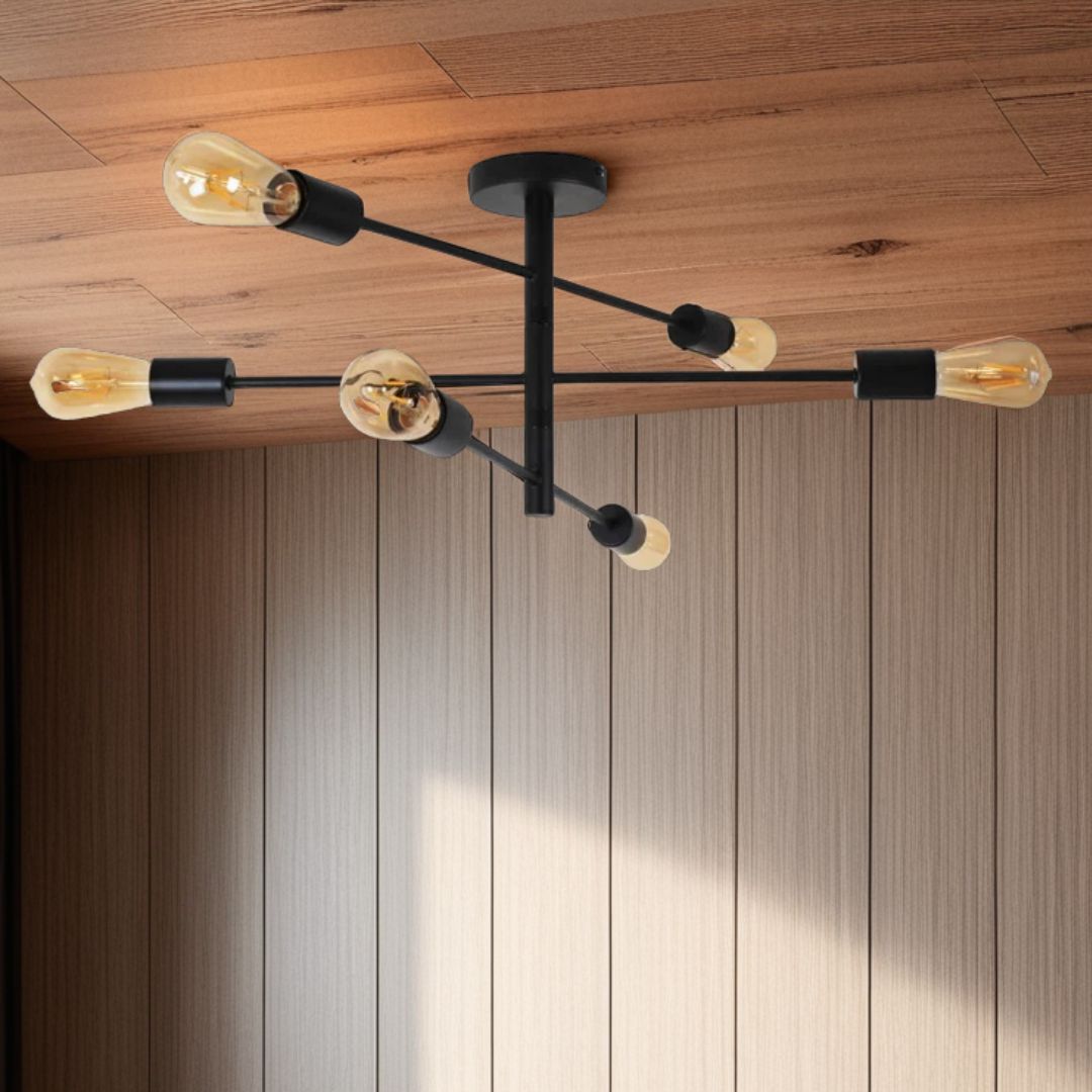 Pagazzi Gosto 6 Light Semi-Flush Ceiling Light Black