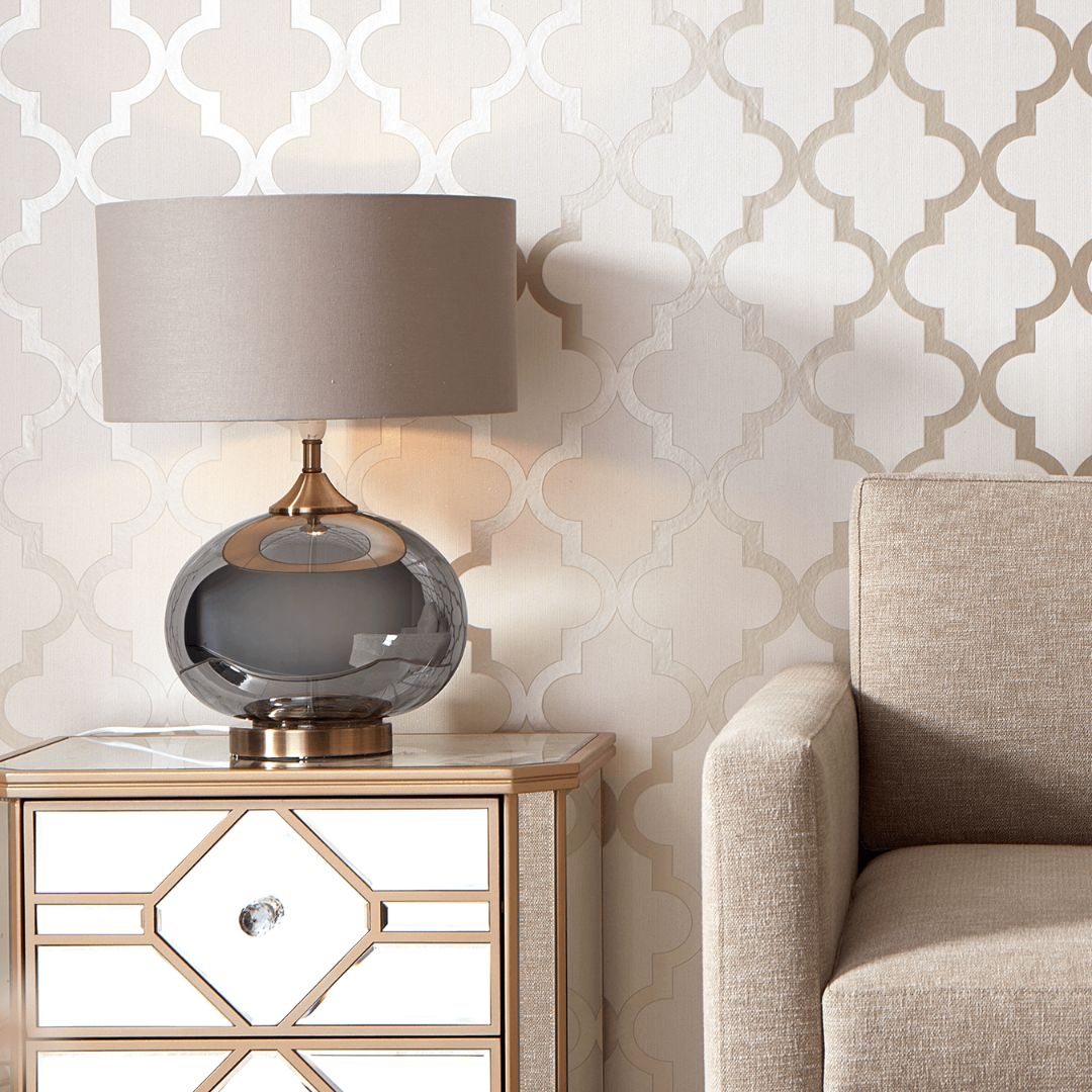 Pagazzi Acilia Antique Brass & Smoked Glass Table Lamp