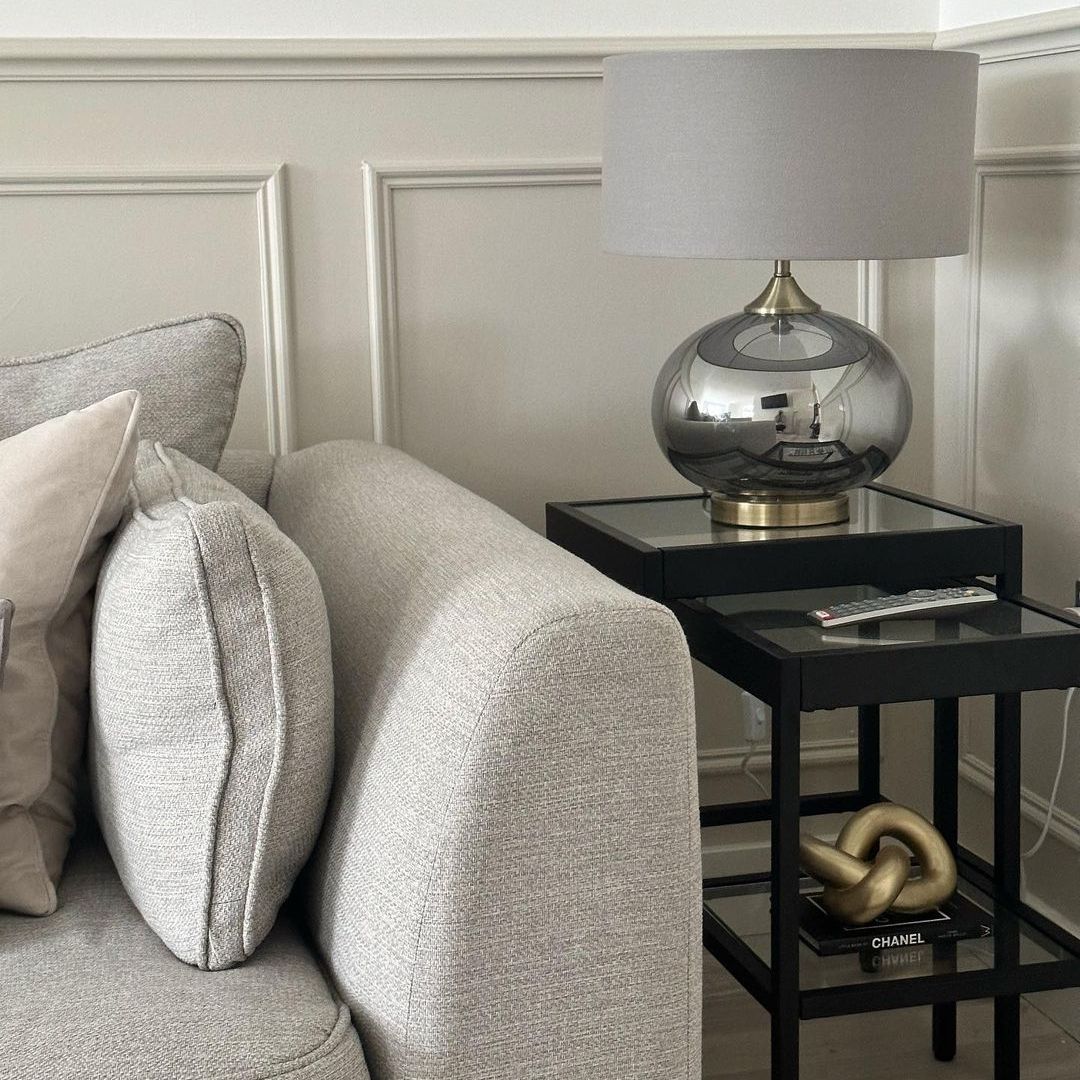 Pagazzi Acilia Antique Brass & Smoked Glass Table Lamp