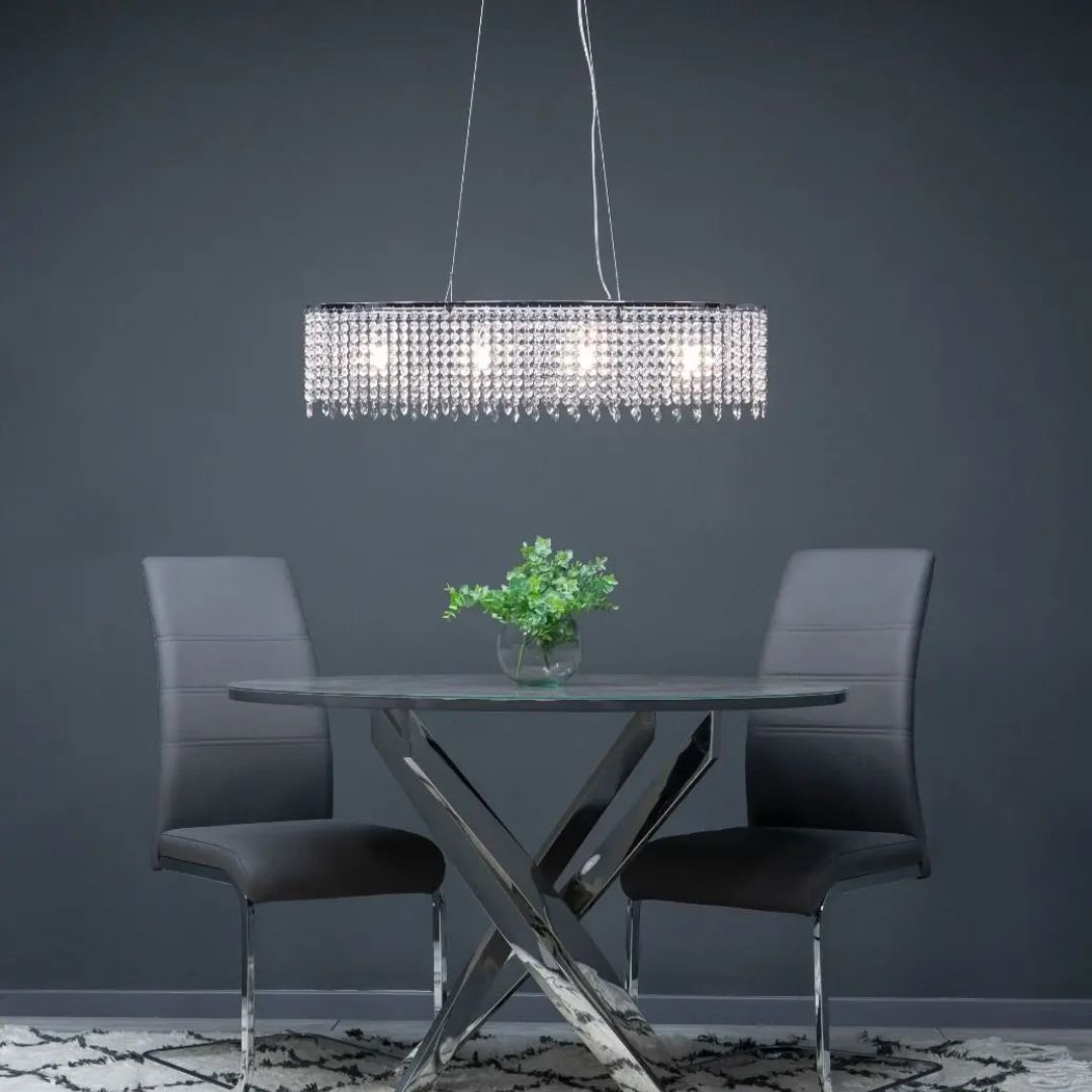 Pagazzi Amity 4 Light Polished Chrome Crystal Ceiling Pendant