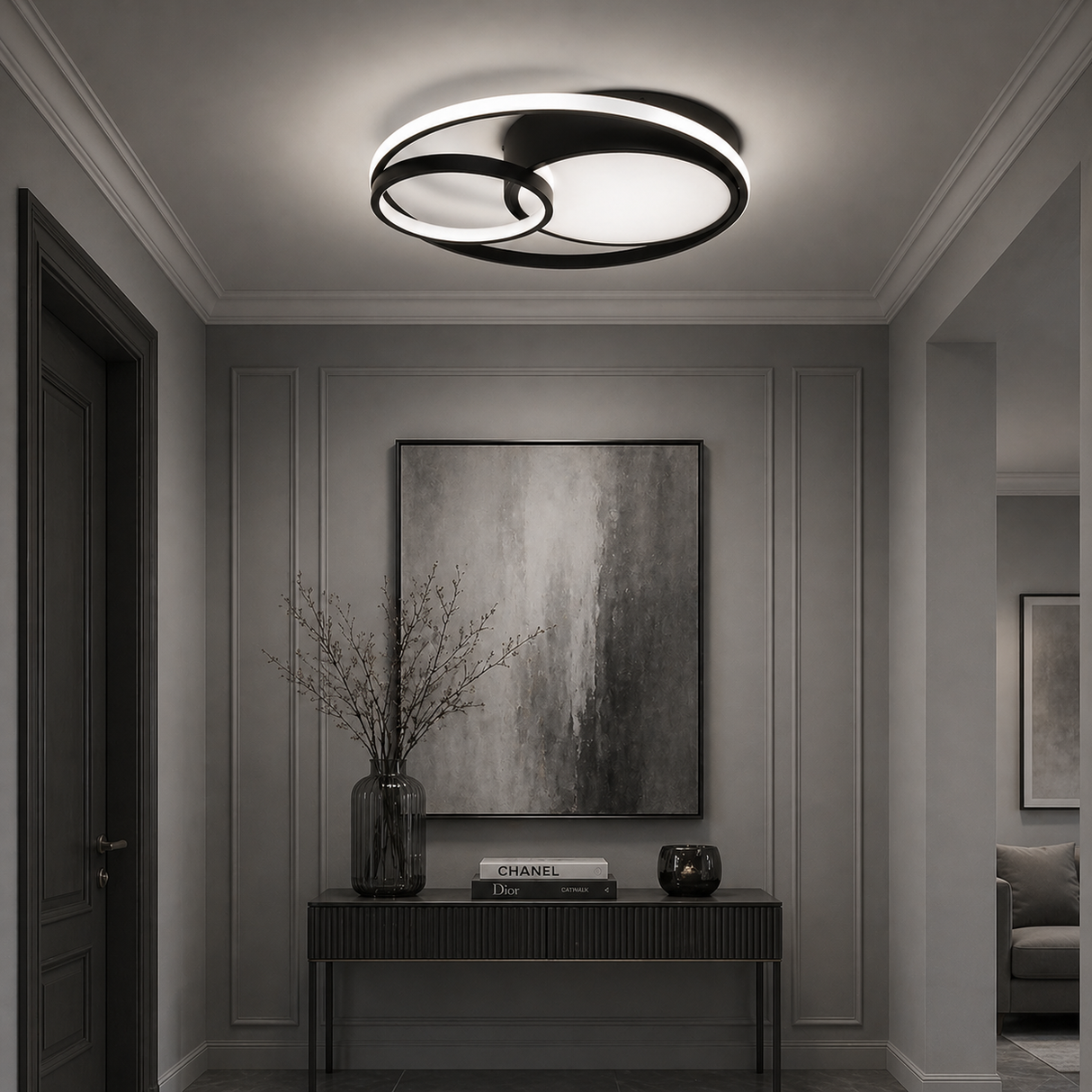 Pagazzi Adara Matt Black LED Flush Ceiling Light