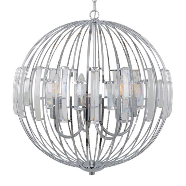 Pagazzi Noemi Polished Chrome Crystal Ceiling Pendant