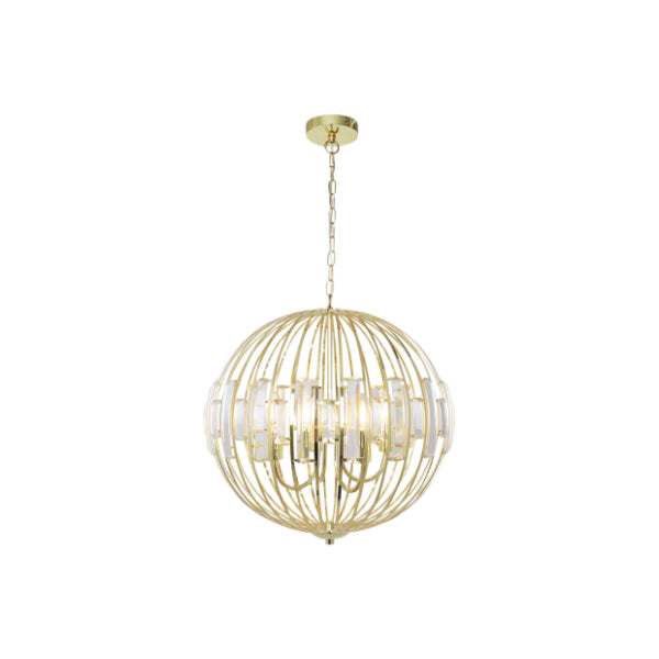 Pagazzi Noemi Polished Brass Crystal Ceiling Pendant