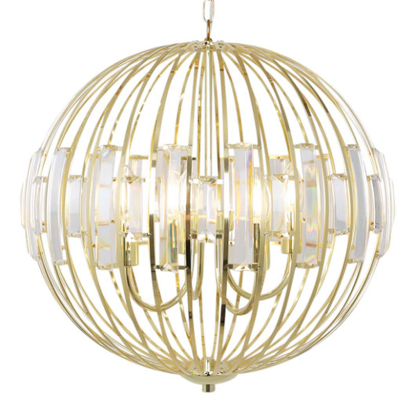 Pagazzi Noemi Polished Brass Crystal Ceiling Pendant